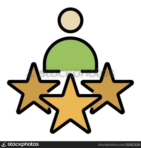 Human figure and stars icon. Outline human figure and stars vector icon color flat isolated. Human figure and stars icon color outline vector