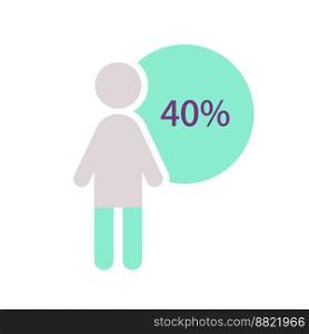 Human figure infographic chart design template with forty percentage. Demographic information. Less than half. Editable male silhouette. Visual data presentation. Myriad Pro-Bold, Regular fonts used. Human figure infographic chart design template with forty percentage