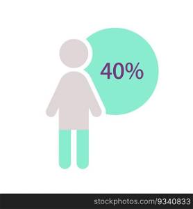 Human figure infographic chart design template with forty percentage. Demographic information. Less than half. Editable male silhouette. Visual data presentation. Myriad Pro-Bold, Regular fonts used. Human figure infographic chart design template with forty percentage
