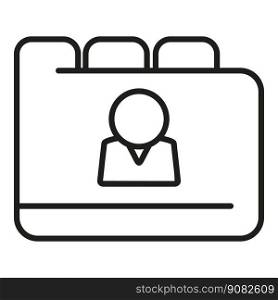 Human folder info icon outline vector. Business work. Team job. Human folder info icon outline vector. Business work
