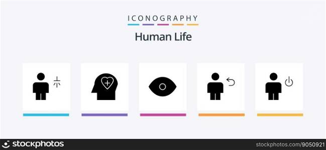 Human Glyph 5 Icon Pack Including avatar. human. eye. body. avatar. Creative Icons Design