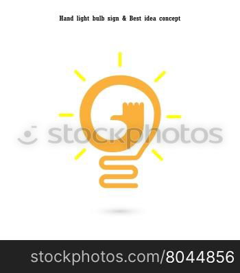 Human hand and light bulb icon vector design.The best idea concept.Good idea sign.Education,business logotype concept.Vector illustration