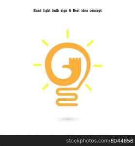 Human hand and light bulb icon vector design.The best idea concept.Good idea sign.Education,business logotype concept.Vector illustration