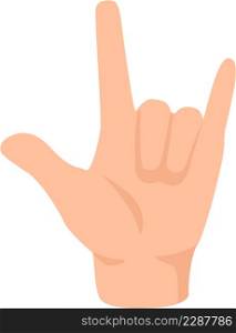Human hand gesture rock and roll isolated. Vector sign gesture rock hand illustration. Human hand gesture rock and roll isolated