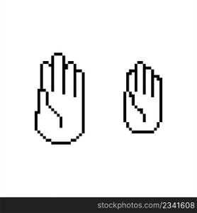 Human Hand Icon Pixel Art, Human Gesture Icon Vector Art Illustration
