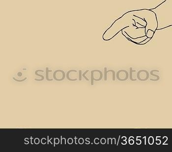 human hand on brown background, vector illustration