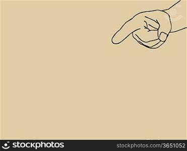 human hand on brown background, vector illustration