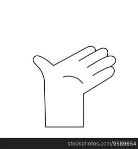 Human hand. Open palm. Gesture of greeting. Hello and hi sign. Minimalist trendy outline cartoon illustration isolated on white. Human hand. Open palm.