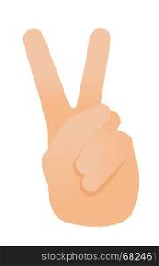Human hand showing the sign of victory and peace vector cartoon illustration isolated on white background.. Human hand showing the sign of victory and peace.
