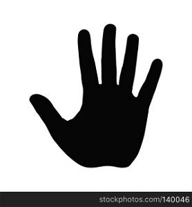 Human hand silhouette. Open palm with five fingers. Stop sign. Warning symbol, hazardous icon