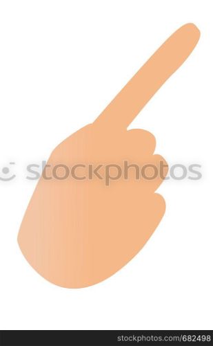 Human hand with index finger pointing up vector cartoon illustration isolated on white background.. Human hand with index finger pointing up.