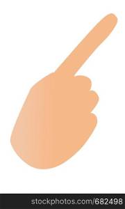Human hand with index finger pointing up vector cartoon illustration isolated on white background.. Human hand with index finger pointing up.