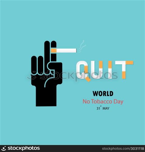 Human hands and cigarette.Quit Tobacco vector logo design templa. Human hands and cigarette.Quit Tobacco vector logo design template.May 31st World No Tobacco Day concept.Stop Smoking.No Smoking Day.No Tobacco Day Awareness Idea Campaign.Vector illustration.
