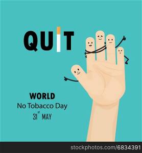 Human hands and Quit Tobacco sign.May 31st World no tobacco day.No Smoking Day Awareness.Vector illustration.