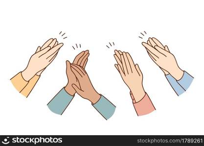 Human hands clapping and applauding concept. People crowd applauding to congratulate success job cheering and ovation vector concept . Human hands clapping and applauding concept