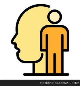 Human head and man icon. Outline human head and man vector icon color flat isolated. Human head and man icon color outline vector