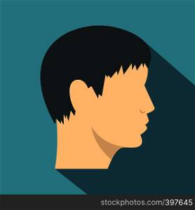Human head, side view icon. Flat illustration of human head, side view vector icon for web. Human head, side view icon, flat style