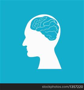 Human head with Brain. Head thinking. Vector illustrator