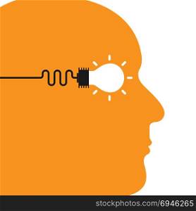 Human head with Creative bulb light idea abstract vector design template.Concept of ideas inspiration, innovation, invention, effective thinking, knowledge and education.Vector illustration