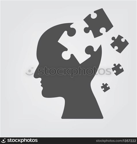 Human head with question mark icons. Head thinking. line icon of head. Concept of looking for the answer