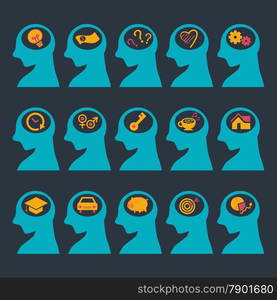 Human head with thinking icon vector&#xA;