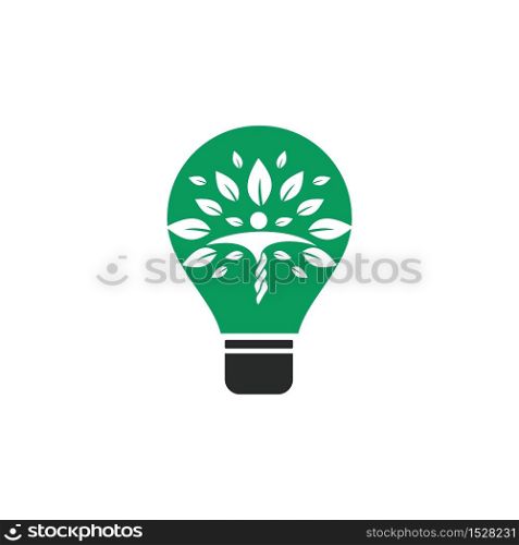 Human health and care vector logo design template. Human, leaves and light bulb icon logo design.
