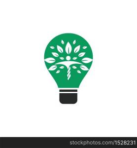 Human health and care vector logo design template. Human, leaves and light bulb icon logo design.