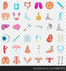 Human health icons set. Cartoon style of 36 human health vector icons for web for any design. Human health icons set, cartoon style