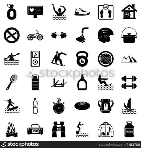 Human health icons set. Simple style of 36 human health vector icons for web isolated on white background. Human health icons set, simple style