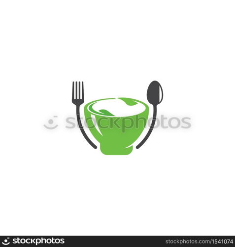 Human healthy vegetarian food logo vector icon illustration concept