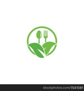 Human healthy vegetarian food logo vector icon illustration concept