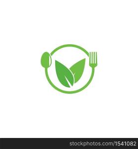 Human healthy vegetarian food logo vector icon illustration concept