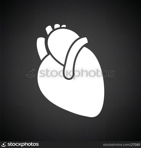 Human heart icon. Black background with white. Vector illustration.
