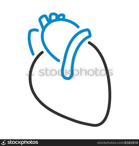 Human Heart Icon. Editable Bold Outline With Color Fill Design. Vector Illustration.