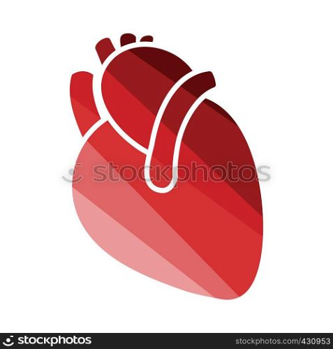 Human heart icon. Flat color design. Vector illustration.