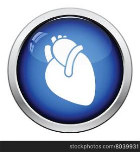 Human heart icon. Glossy button design. Vector illustration.