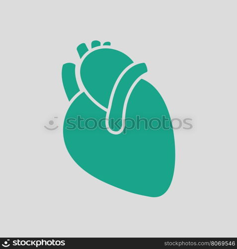 Human heart icon. Gray background with green. Vector illustration.