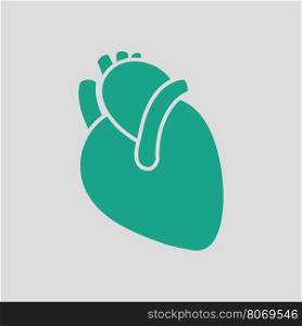Human heart icon. Gray background with green. Vector illustration.