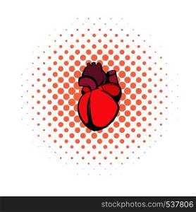 Human heart icon in comics style on a white background. Human heart icon, comics style