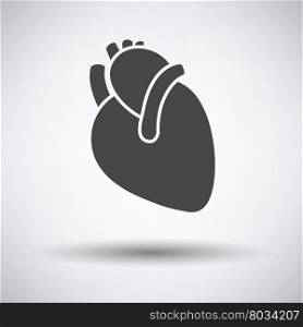 Human heart icon on gray background, round shadow. Vector illustration.