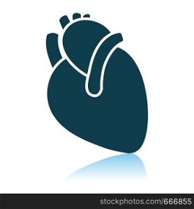 Human Heart Icon. Shadow Reflection Design. Vector Illustration.