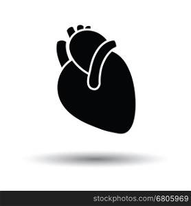 Human heart icon. White background with shadow design. Vector illustration.