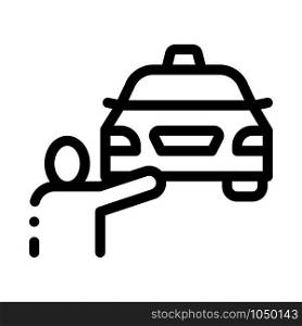 Human Hitch-Hiking Online Taxi Icon Vector Thin Line. Contour Illustration. Human Hitch-Hiking Online Taxi Icon Vector Illustration