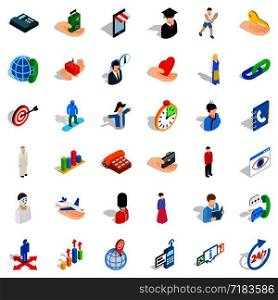Human icons set. Isometric style of 36 human vector icons for web isolated on white background. Human icons set, isometric style
