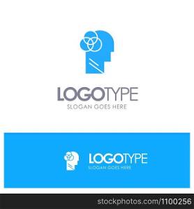 Human Intelligence, Human, Intelligent, Head Blue Solid Logo with place for tagline
