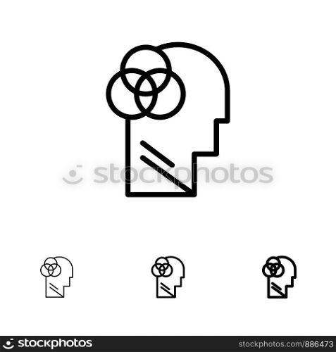 Human Intelligence, Human, Intelligent, Head Bold and thin black line icon set