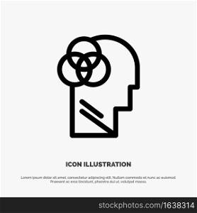 Human Intelligence, Human, Intelligent, Head Line Icon Vector