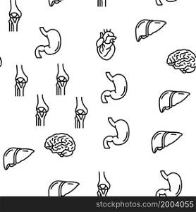 Human Internal Organ Anatomy Vector Seamless Pattern Thin Line Illustration. Human Internal Organ Anatomy Vector Seamless Pattern