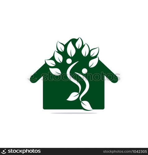 Human life logo icon of abstract people tree and house vector. Family tree sign and symbol.