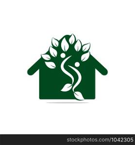 Human life logo icon of abstract people tree and house vector. Family tree sign and symbol.